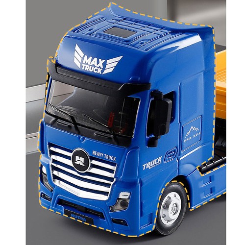 1:60 Flatbed Semi Truck Toy Model Diecast Toy Car Boys Toys for Kids Gifts Blue - Picture 6 of 8