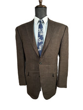 CHAPS Mens Brown Wool Check REG FIT 2 Button Sport Coat Blazer Jacket SIZE 42R