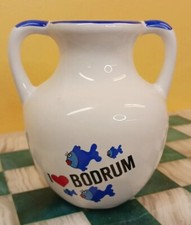 "I Love Bodrum" Turkey Souvenir Vase 4.75" I Heart Bodrum Fish Design