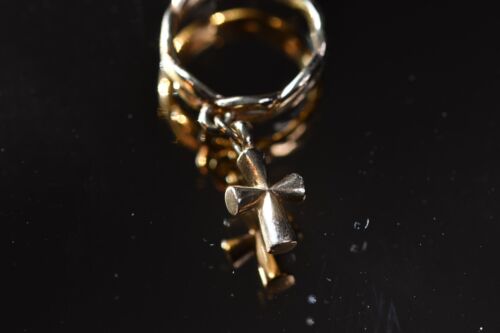 James Avery 14K Solid Yellow Gold Twist Wire Cross Charm Ring - Size 3 - Retired