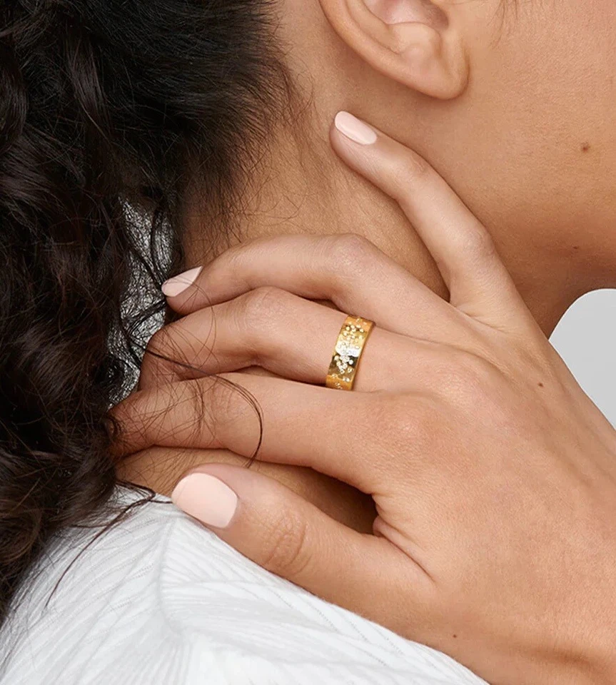 Anillo IPPOLITA ORO 18K Stardust arrugado banda diamantes nuevo $2895 talla 7 Foto 3 de 4