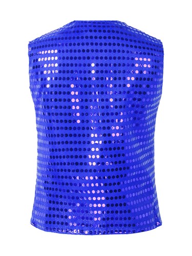 Boy Shiny Vest Waistcoat Disco Sequin Costume Jazz Hip-hop Performance Dancewear - Picture 81 of 106