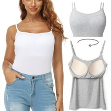 Women Tank Top Padded Camisole Vest With Bra Wireless Tops Undershirts