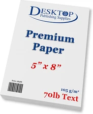 Bright White Blank 5X8 Paper - Premium Feel 70Lb Text - 100 Pack