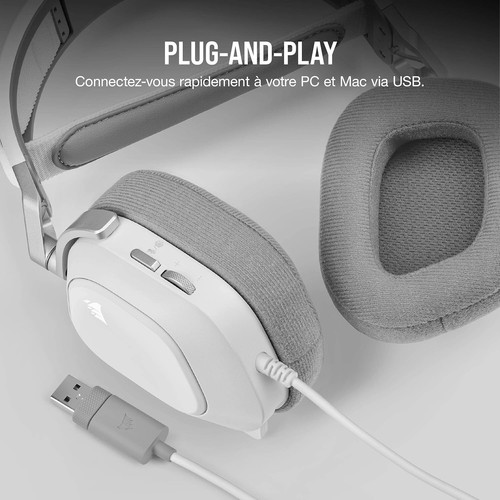 Corsair HS80 RGB USB Casque Gaming Filaire Premium Dolby Son Surround 7.1 / NEUF - Photo 6/7