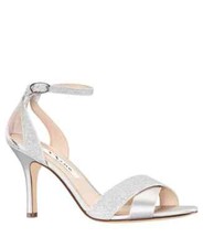 Nina Venus Womens Evening Dress Sandals Shoe Heels Open Round Toe Silver Glitter