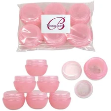 6 Pieces 10G/10ML Round Pink Cosmetic Sample Container Jars with Inner Liner