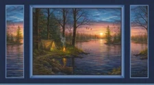 P&B Textiles Autumn Retreat Camping At The Lake Cotton Quilt Panel 24" x 43"