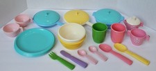 Vintage Little Tikes Party Ware Dishes Kitchen Set Pot Pan Cup Plate Bowl 1984 