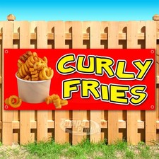 CURLY FRIES Advertising Food Carnival Snack Vinyl Banner Flag Sign USA SB11126