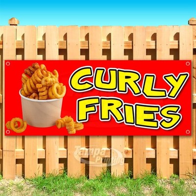 CURLY FRIES Advertising Food Carnival Snack Vinyl Banner Flag Sign USA SB11126
