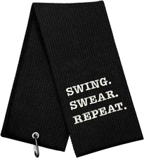 Funny Golf Towel, Swing Swear Repeat, Golf Gifts for Men - Golf Accessories for 