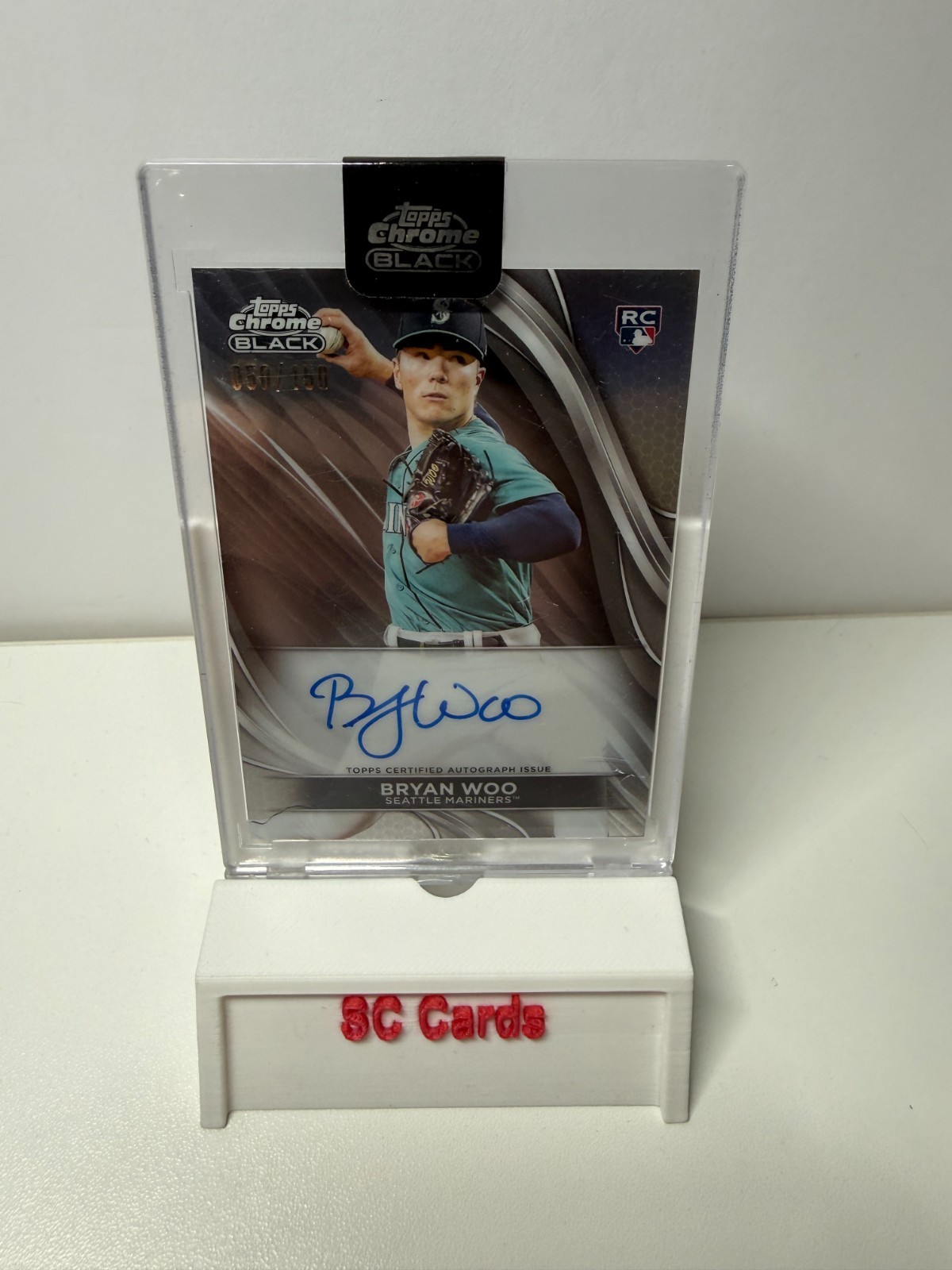 Bryan Woo 2024 Topps Chrome Black Refractor RC Auto /150 #CBA-BW Mariners