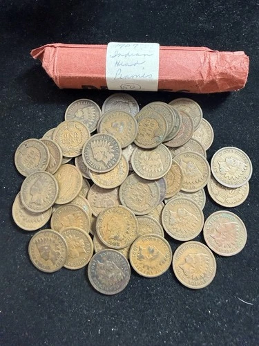 1907 INDIAN HEAD PENNIES CENTS - 1 Roll (50) “Partially Searched” Full Dates
