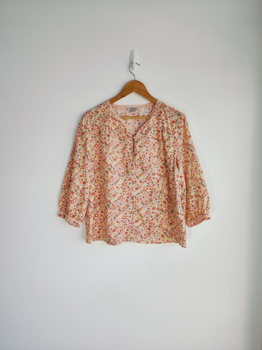 Albaray Größe 12 Baumwolle Bluse Top Damen Ditsy gemischt Blumendruck 3/4-Ärmel