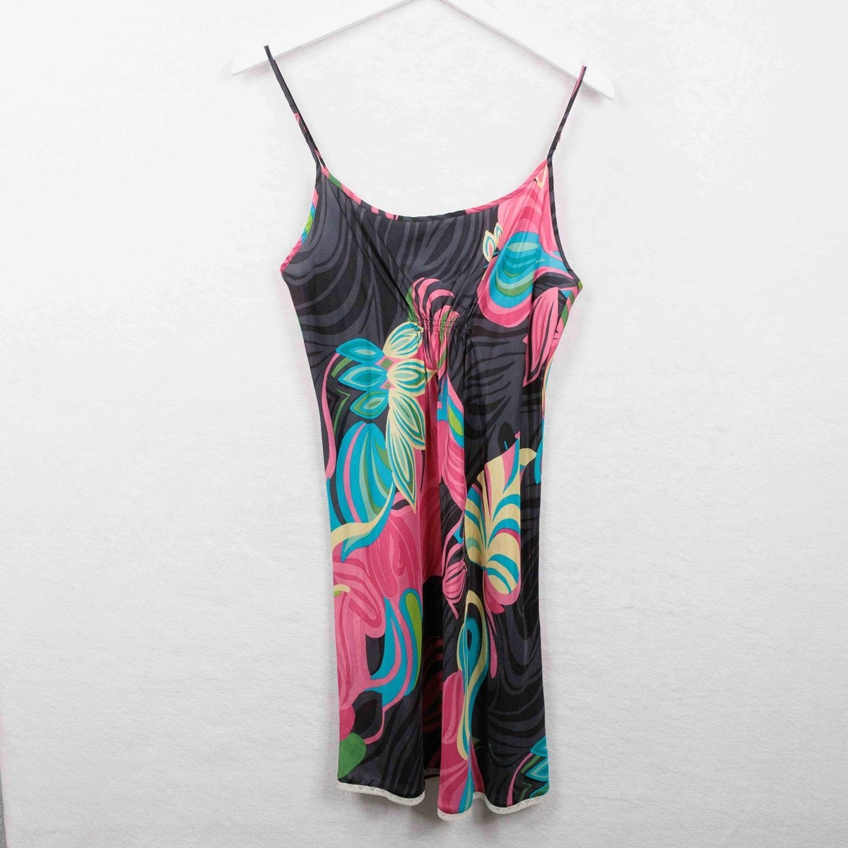 OLD NAVY Intimates Silk Slip Dress Lace Trim Sleepwear Retro Floral Sz S NWT