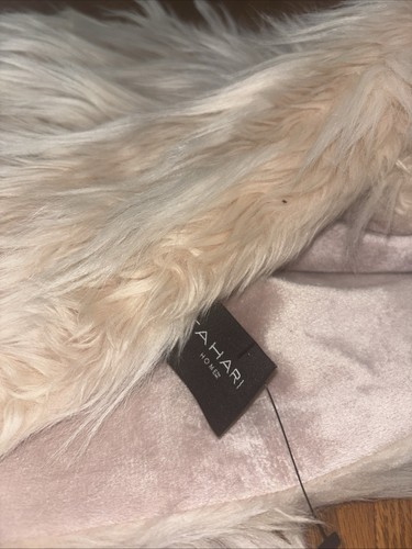 Tahari Home Faux-Fur Long Hair Mantel Table Runner 16" x 72" Ivory Champagne - Picture 7 of 8
