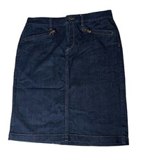 Lauren Ralph Lauren Women Denim Skirt Dark Indigo Size 8 Zipped Pockets Mid Rise