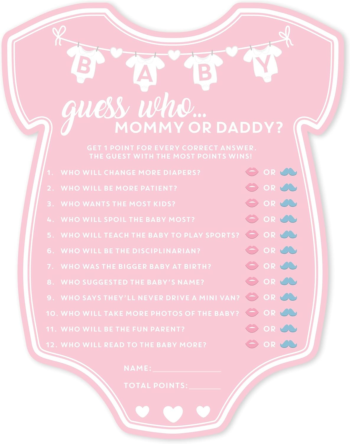 For Girl, 50 Pcs Pink Mommy Or Daddy Guess Who Game, Fun Ac...