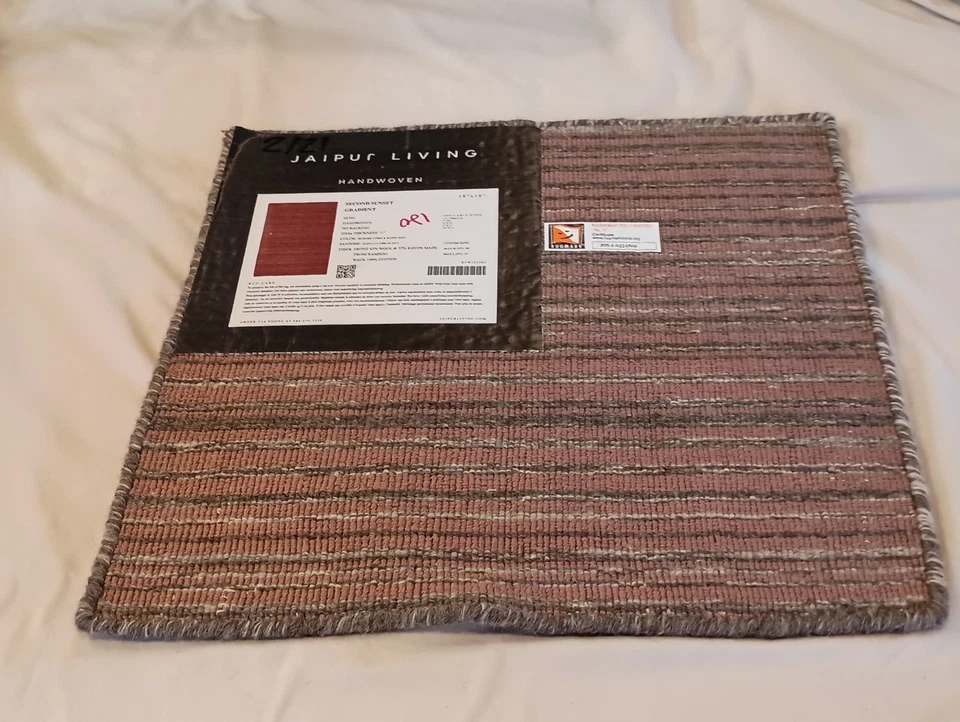 Alfombra pequeña! 18" Cuadrado Gradiente SST01 Tejido a Mano Estilo Contemporáneo Lana y Rayón Foto 2 de 2