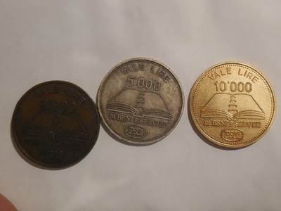 3 Token 2000 5000 10.000 Lire 1983 IPSOA Schule