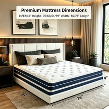 12'' 14" Queen King Hybrid Bed Mattress Gel Memory Foam Pocket Spring In a Box