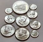 AU Silver Lot • 1 oz Round • Franklin • 2× Kennedy • 3 Quarters • 3 Dimes    X60