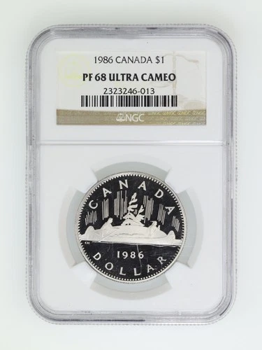 1986 Canada 1C  NGC PF68 RD UC  DOLLAR Ultra Cameo