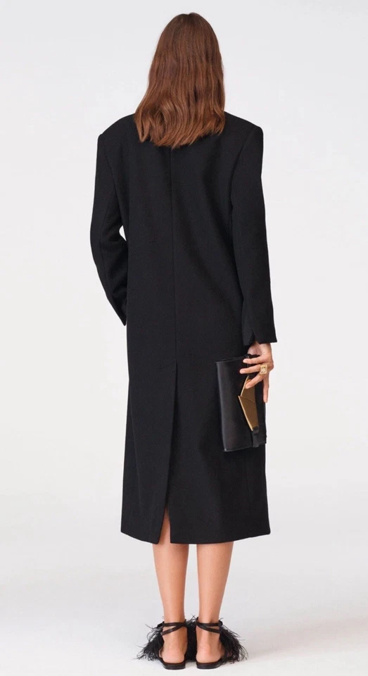 Zara NEW Black Wool blend Coat With Pleated Lining- Limited Edition Size XS  - Image 3 of 4