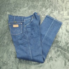 Wrangler 13MWZ Cowboy Cut Jeans Mens 35x34 Dark Blue Denim Western USA Fabric
