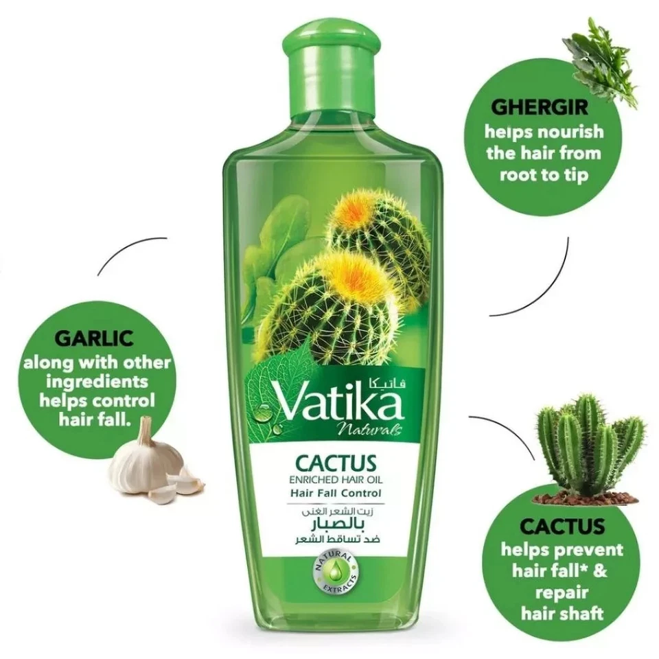 Aceite capilar enriquecido con cactus Vatika Naturals 200 ml | Control de caída del cabello | Nutrición Foto 2 de 4