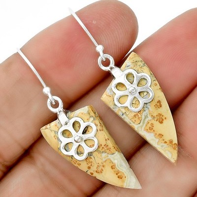Natürlicher Maligano Jaspis - Indonesien 925 Sterling Silber Ohrringe Schmuck E-1137