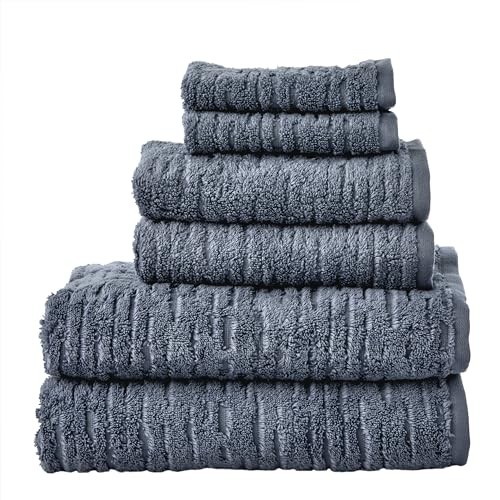 CloudSoft Cotton Luxury Smoke Blue 6-Piece Towel Set - Bild 1 von 6