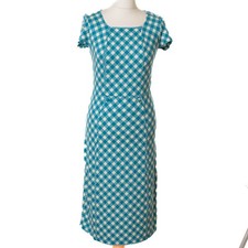 KING LOUIE Women's Blue Check Short Sleeve Viscose Dress Size M 10732