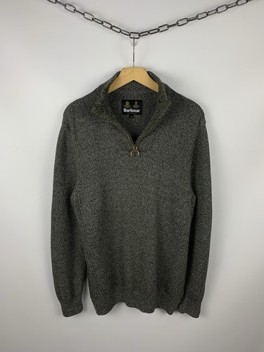 Barbour Quarter Zip Knit Sweater Men’s Size M Long Sleeve Top Khaki Green