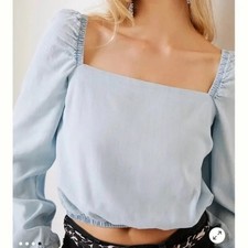 Cloth & Stone Smocked Chambray Top XS Anthrop...