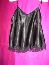 BLACK CAMISOLE W/ ADJUSTIBLE STRAPS  LACE, SZ S., POLYESTER