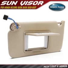 Beige Left Driver Side Sun Visor with Mirror & Light for Honda Accord 2008-2017