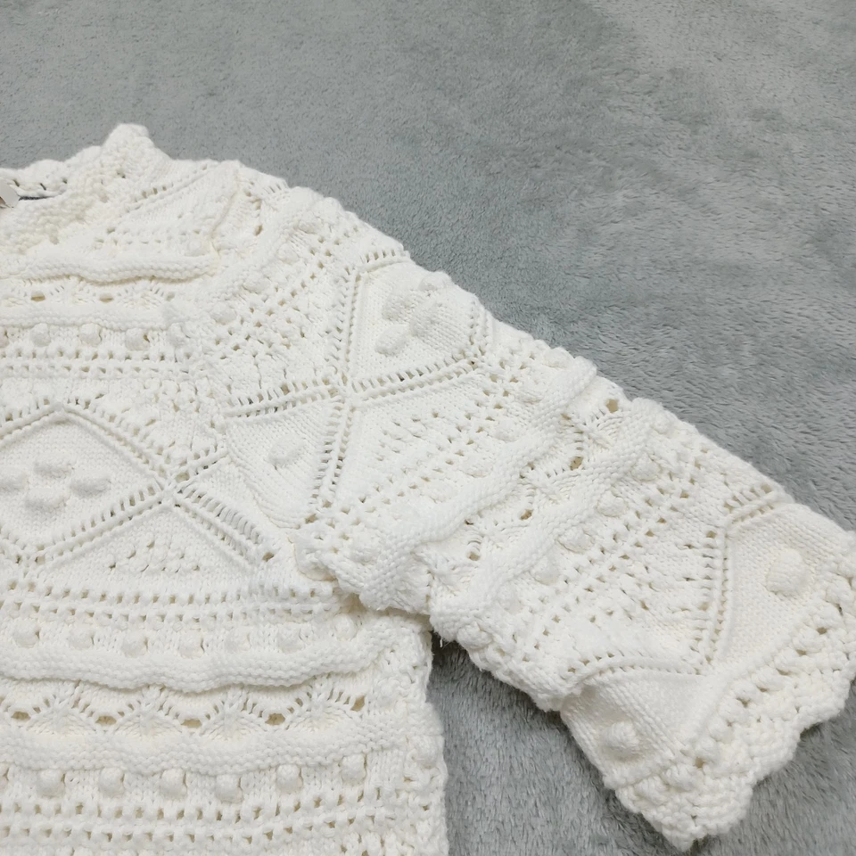 Suéter Boden para mujer 6 blanco tejido manga corta algodón preppy Foto 2 de 4