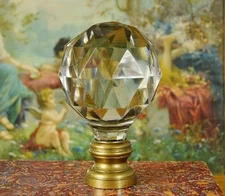 Magnificent Antique French Crystal Glass Stair Newel Finial, Boule D' Escalier