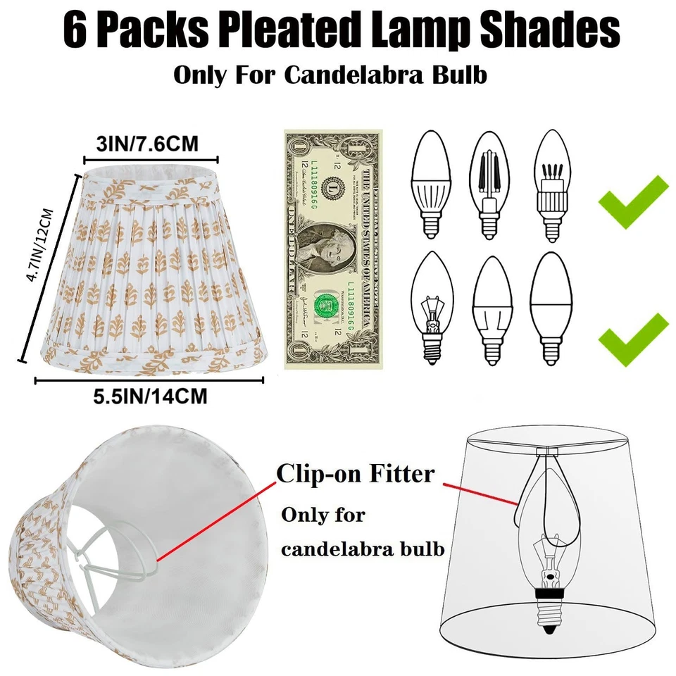 Juego de 6 cortinas de araña, mini pantalla de lámpara 3" superior x 5,5" inferior x 4,7" inclinada... Foto 3 de 4