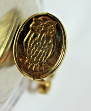 Vintage Mid-Century Modern Goldtone Owl with Star Eyes Sealing Wax Stamp Seal