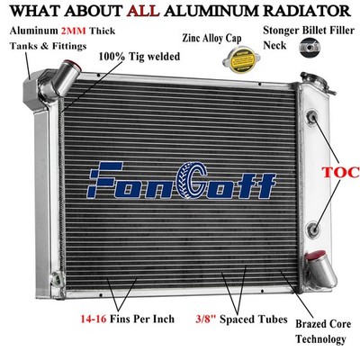 3 Row Aluminum Radiator for 1966-1968 1967 66 Chevy Corvette 7.0L V8 Engine