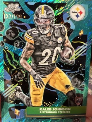 2025 Topps Chrome Cosmic Kaleb Johnson RC Steelers /199 RC Teal Nebula Refractor