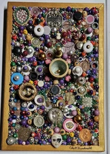 Memory Wear Hanging Mixed Media Mosaic by Chet Bushnell  San Diego Ca 11.5x17.5"