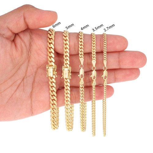 14K Yellow Gold Solid 2.7mm-11mm Miami Cuban Link Chain Necklace Bracelet 7"-30" - Picture 91 of 156