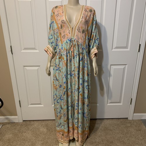 Aakaa Maxi Dress Size M - Turquoise and Orange Sherbet (MP)