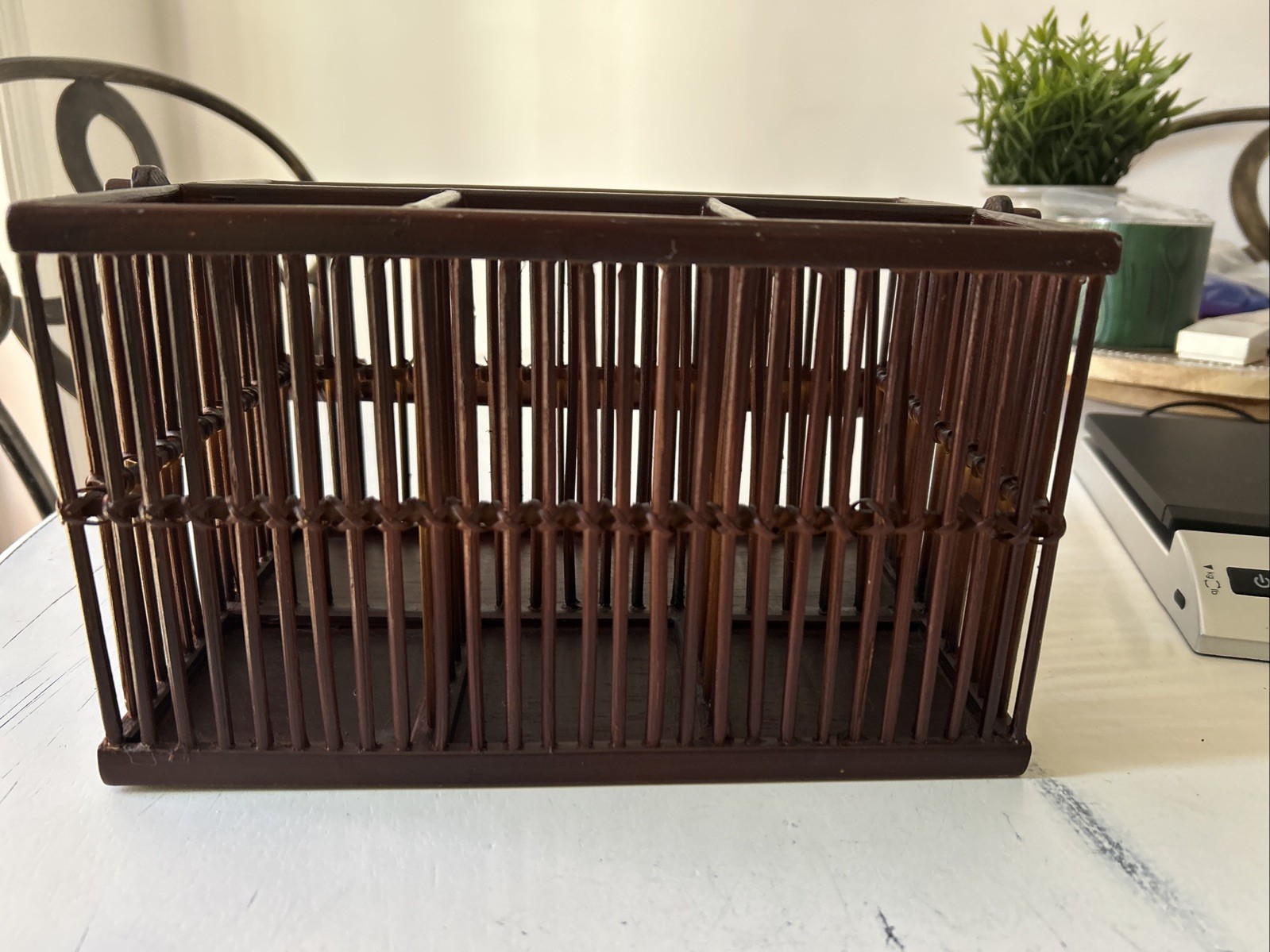 VTG Utensil & Napkin Carrier Holder Made Of Plastic & Wood BBQ Picnic 6.25”H