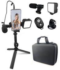 Kit de vlogging para smartphone con luz LED, micrófono de escopeta y trípode para YouTube, TikTok