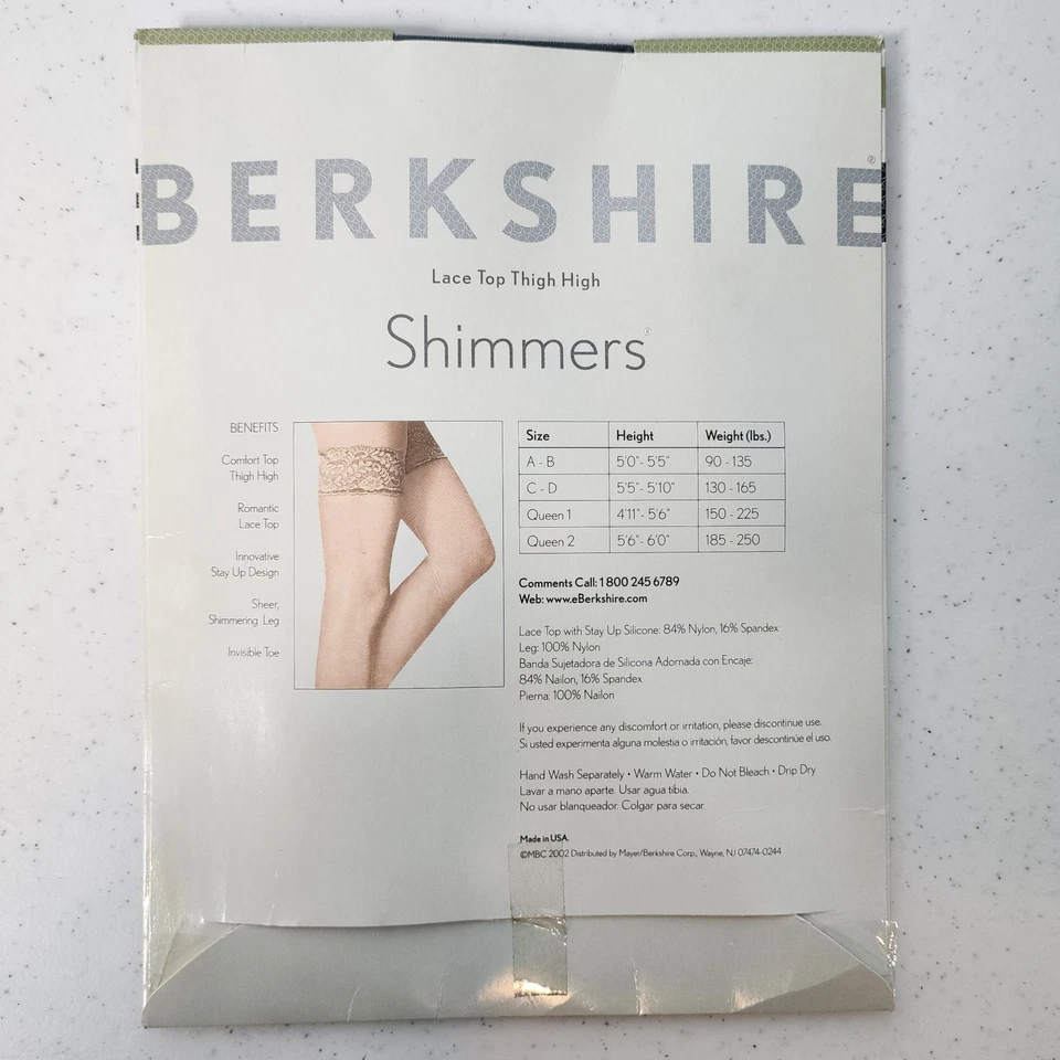 Medias Berkshire Shimmers de encaje hasta el muslo negras 1340 Stay Ups Queen 1 Foto 3 de 4